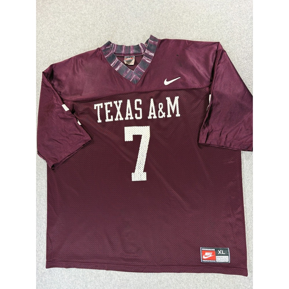 Texas A&M Aggies Nike Vintage Screened Football Jersey (#7) Men's XL - Maroon
